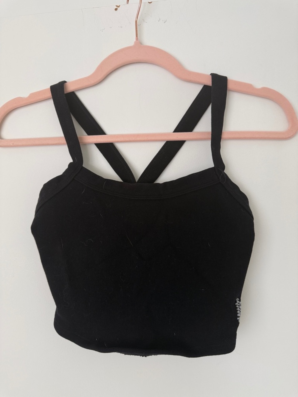 Free People Black Ribbed Cropped Tank Top